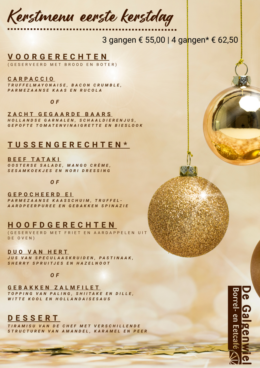 Kerstmenu eerste kerstdag 2025