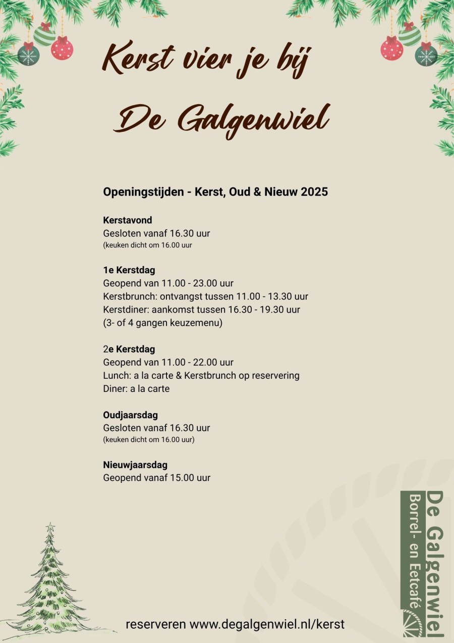 Kerst openingstijden 2025